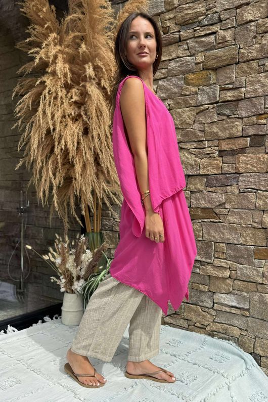 The Bertie Two Piece Layer Top Hot Pink